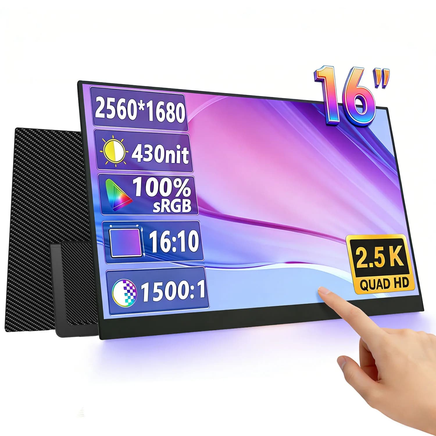 16 Inch QHD Touch Monitor | Portable External Display