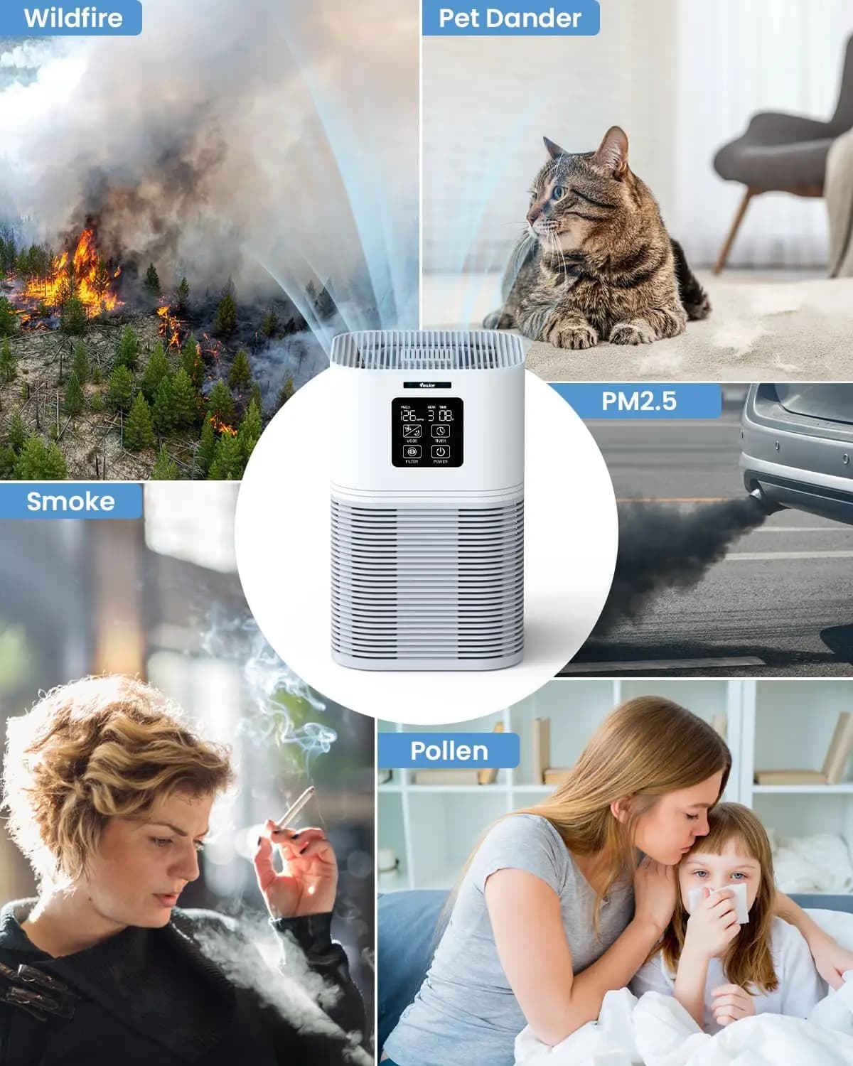 2 in 1 Air Purifier - Best for Home Allergies & Pets - image 3