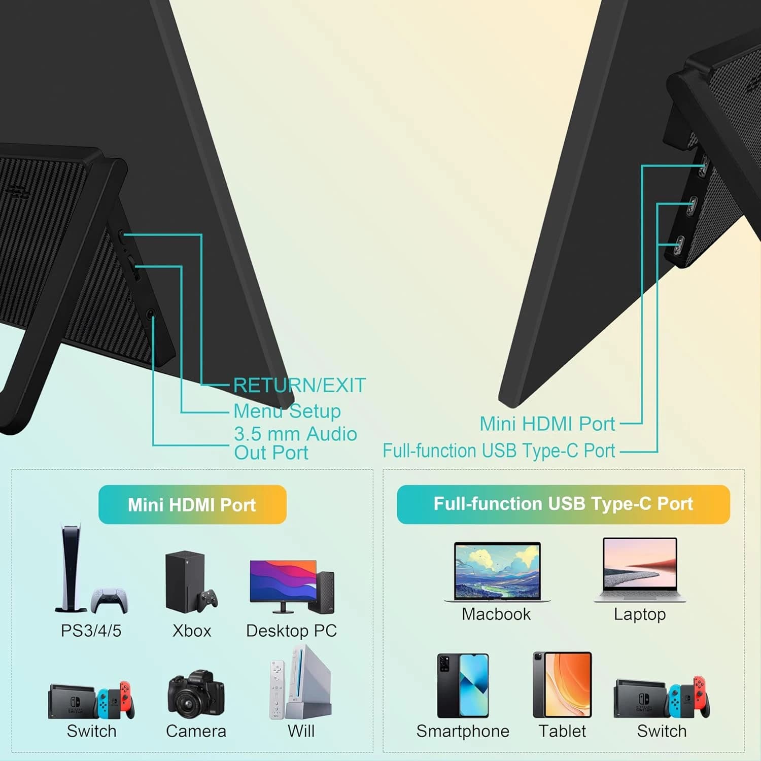 AHXJKA Portable Monitors - 21.5/23.8/24.5 Inch Gaming Extender - image 5
