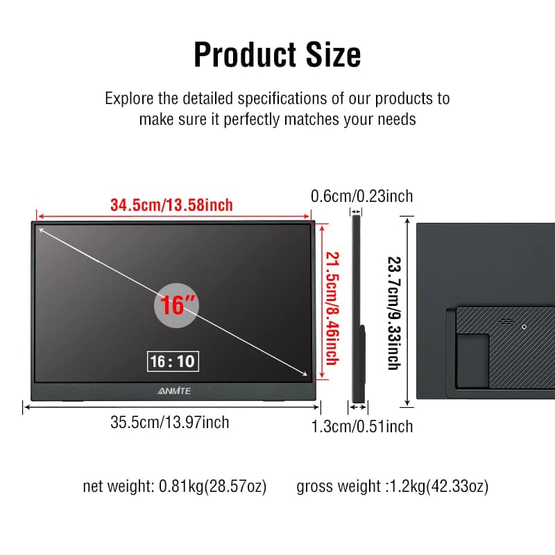 Anmite 16-Inch Portable Touch Monitor - Versatile Display Solution - image 3