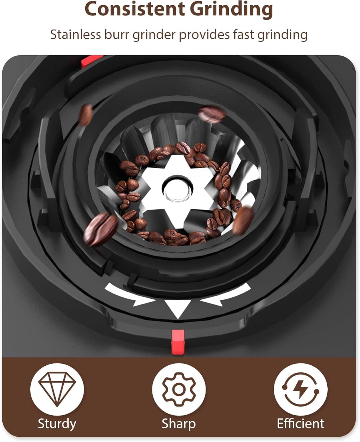 Aromaster Conical Burr Coffee Grinder with 25 Settings & Timer - image 2