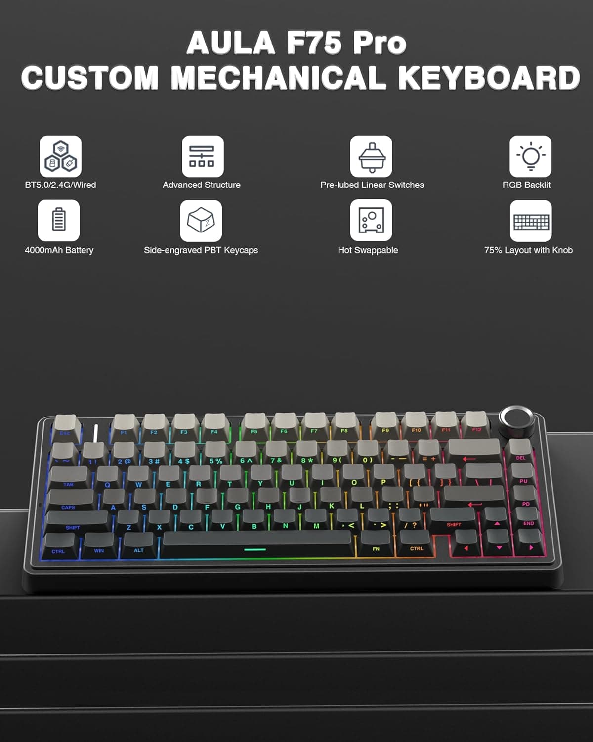 AULA F75 Pro: Versatile Wireless Mechanical Gaming Keyboard - image 2