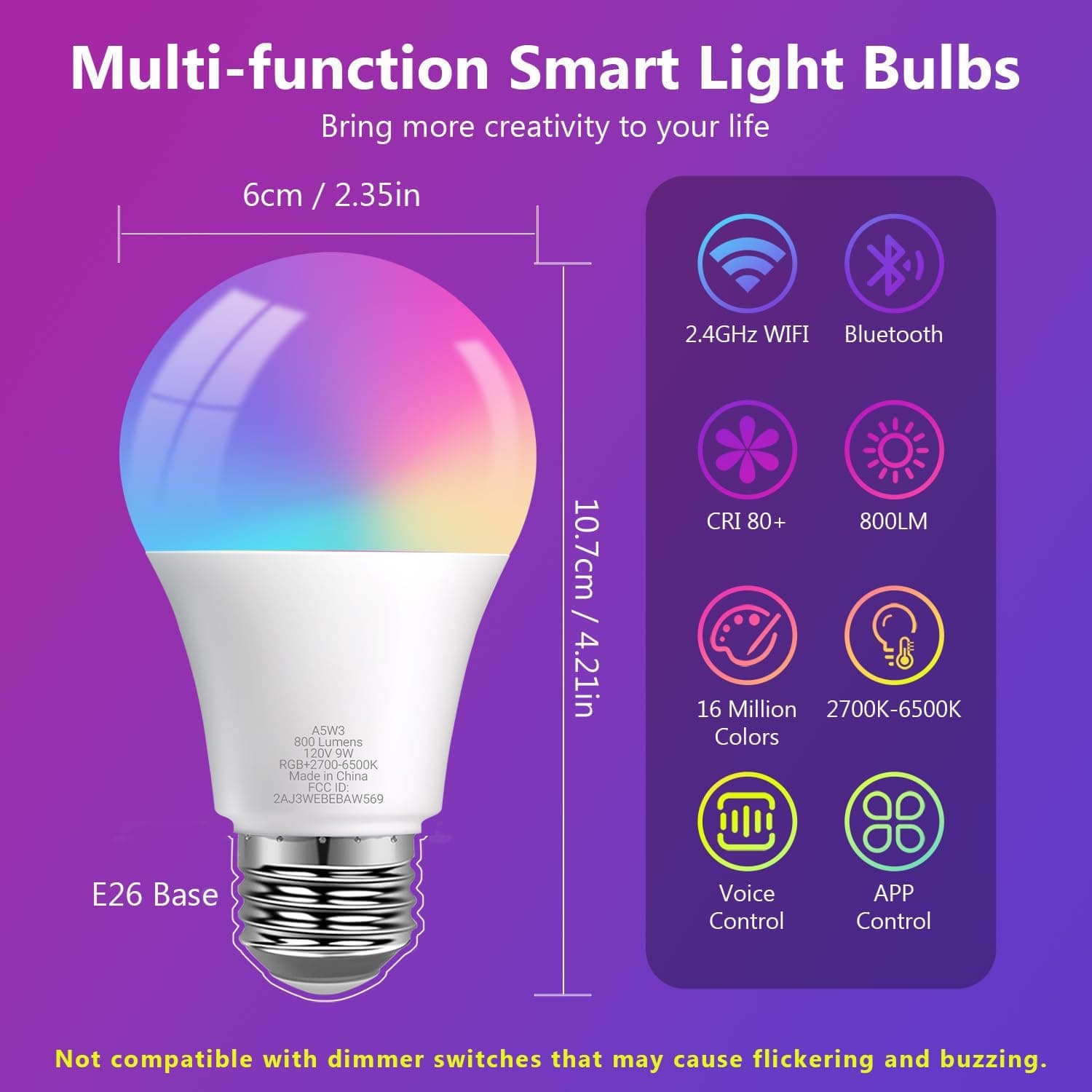 Versatile Smart Light Bulbs with Voice Control & Music Sync - image 4