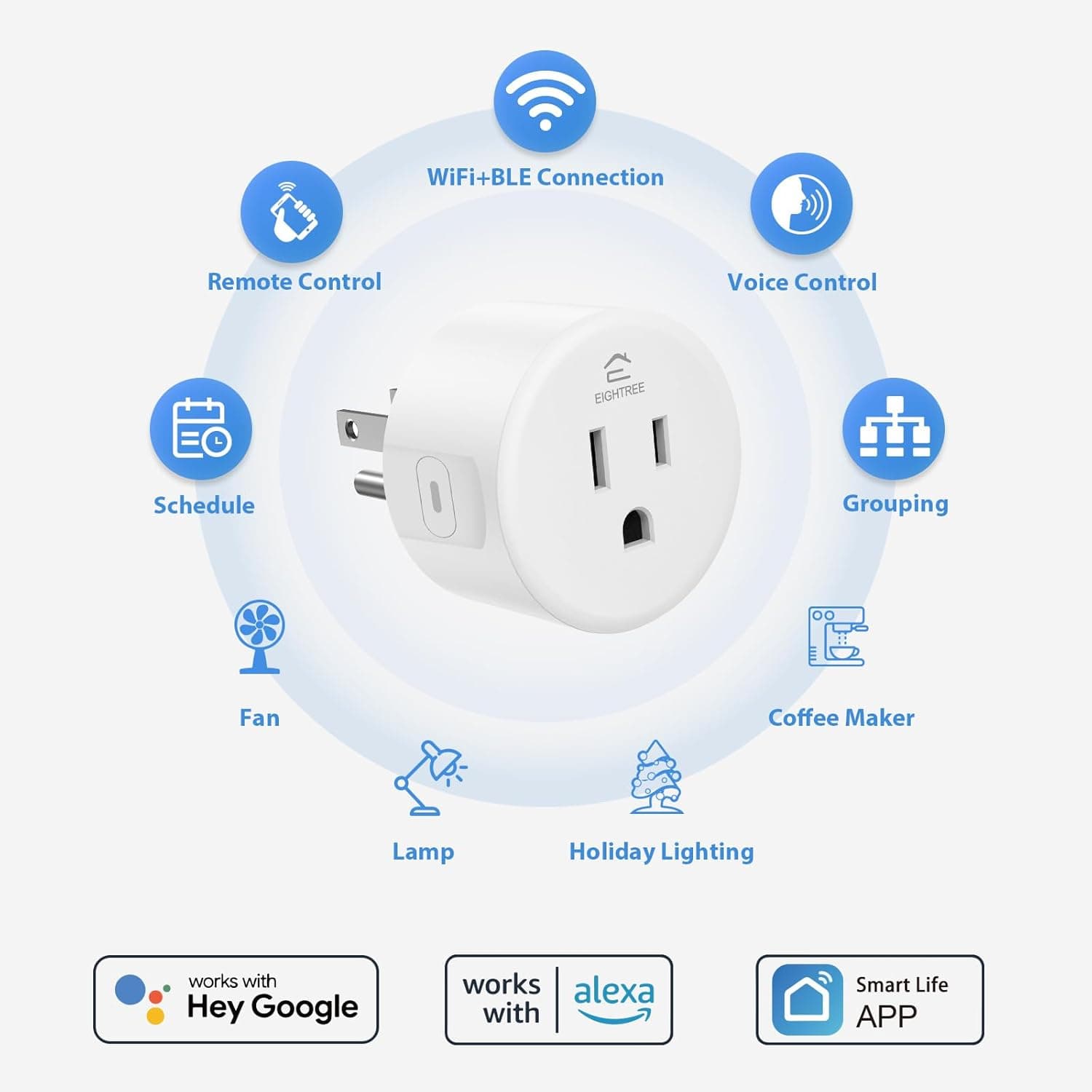 EIGHTREE Smart Plug: Voice-Controlled WiFi Outlet (4-Pack) - image 2