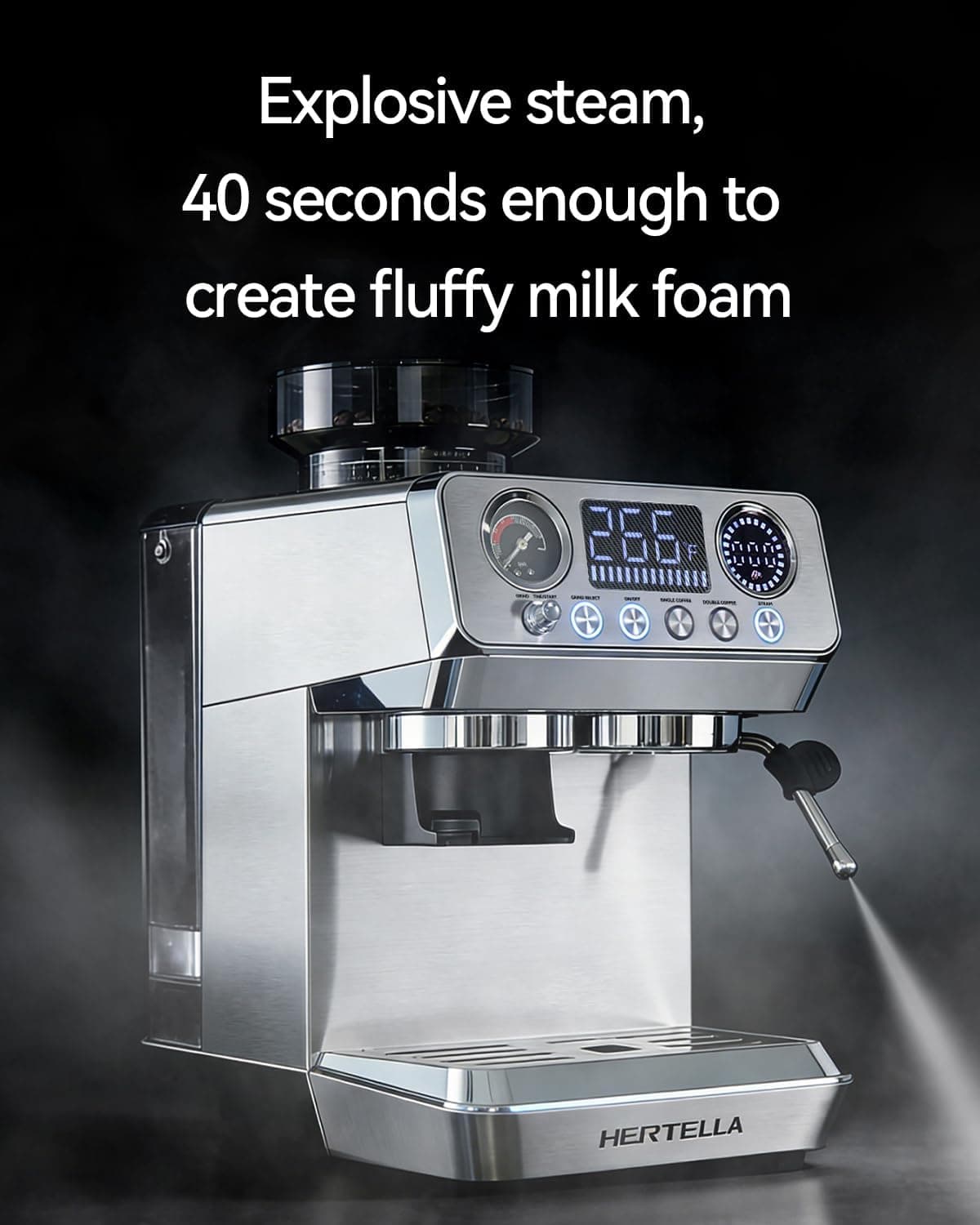 HERTELLA 20-Bar Espresso Machine with Built-in Grinder - image 3
