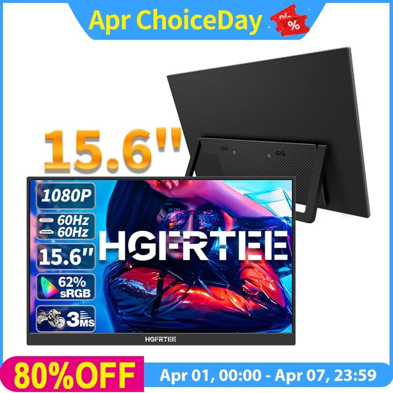 HGFRTEE Portable Monitor - 15.6 inch FHD-IPS Display