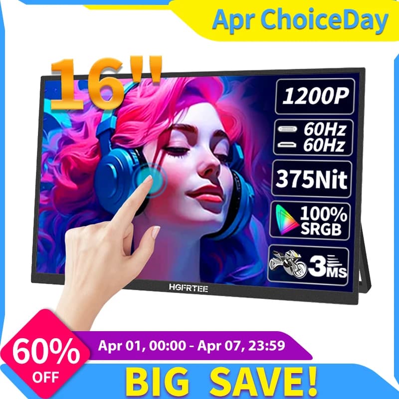 HGFRTEE 16inch Touch Portable Monitor – Enhance Your Workspace