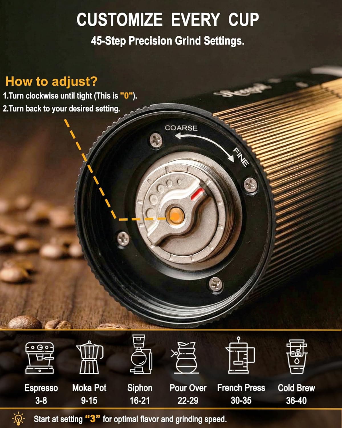Portable Electric Coffee Grinder with Rechargeable Battery & Precision Settings - image 3