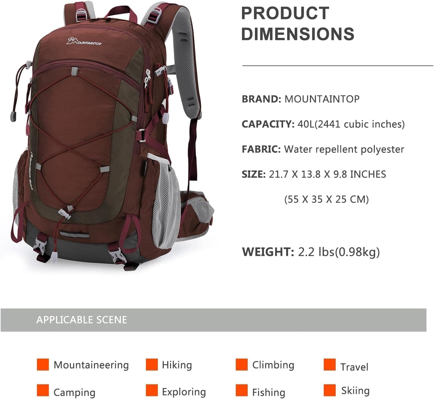 MOUNTAINTOP 40L Lightweight Hiking Backpack Review - image 2