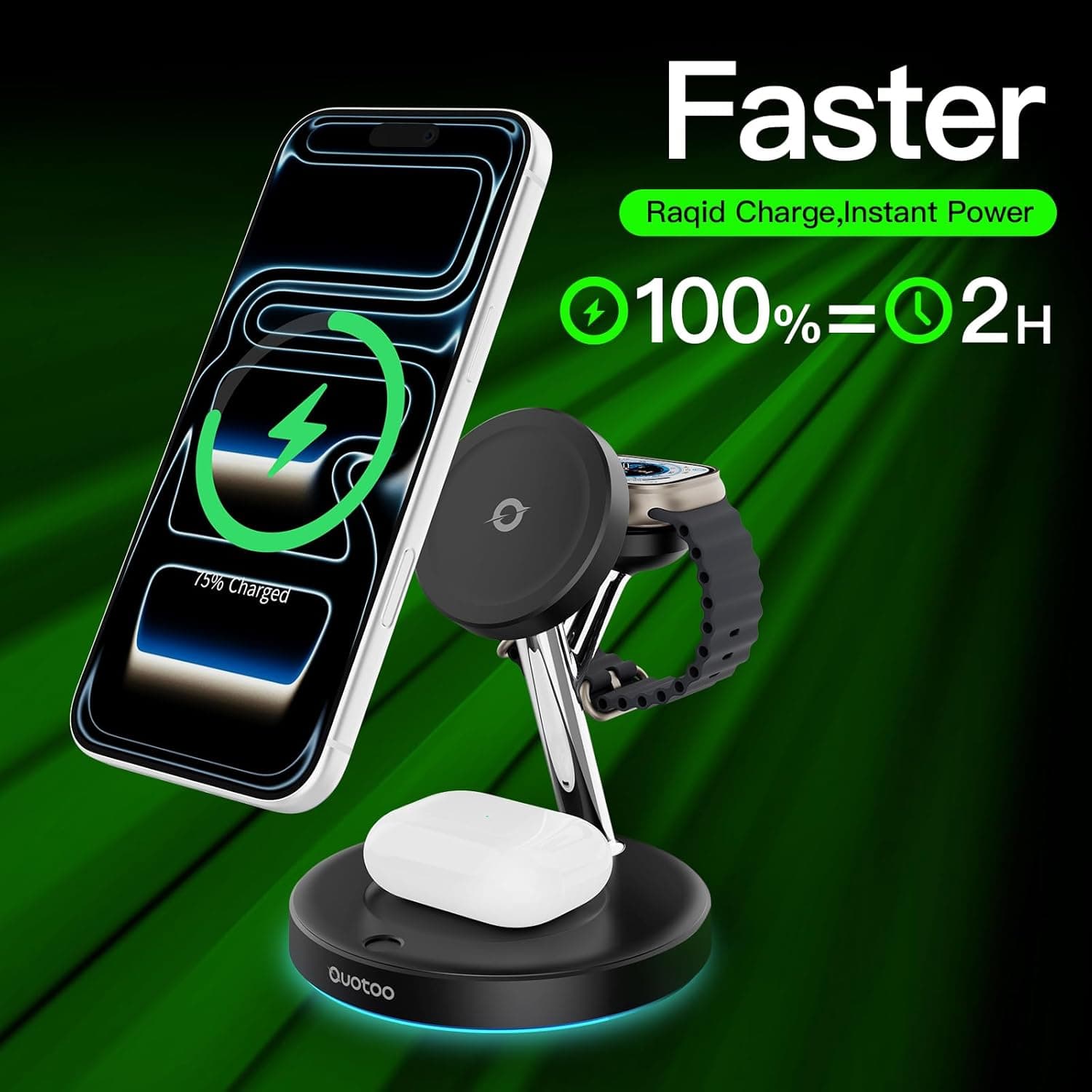 Ouotoo 3-in-1 Magnetic Charging Station for Apple Devices - image 2