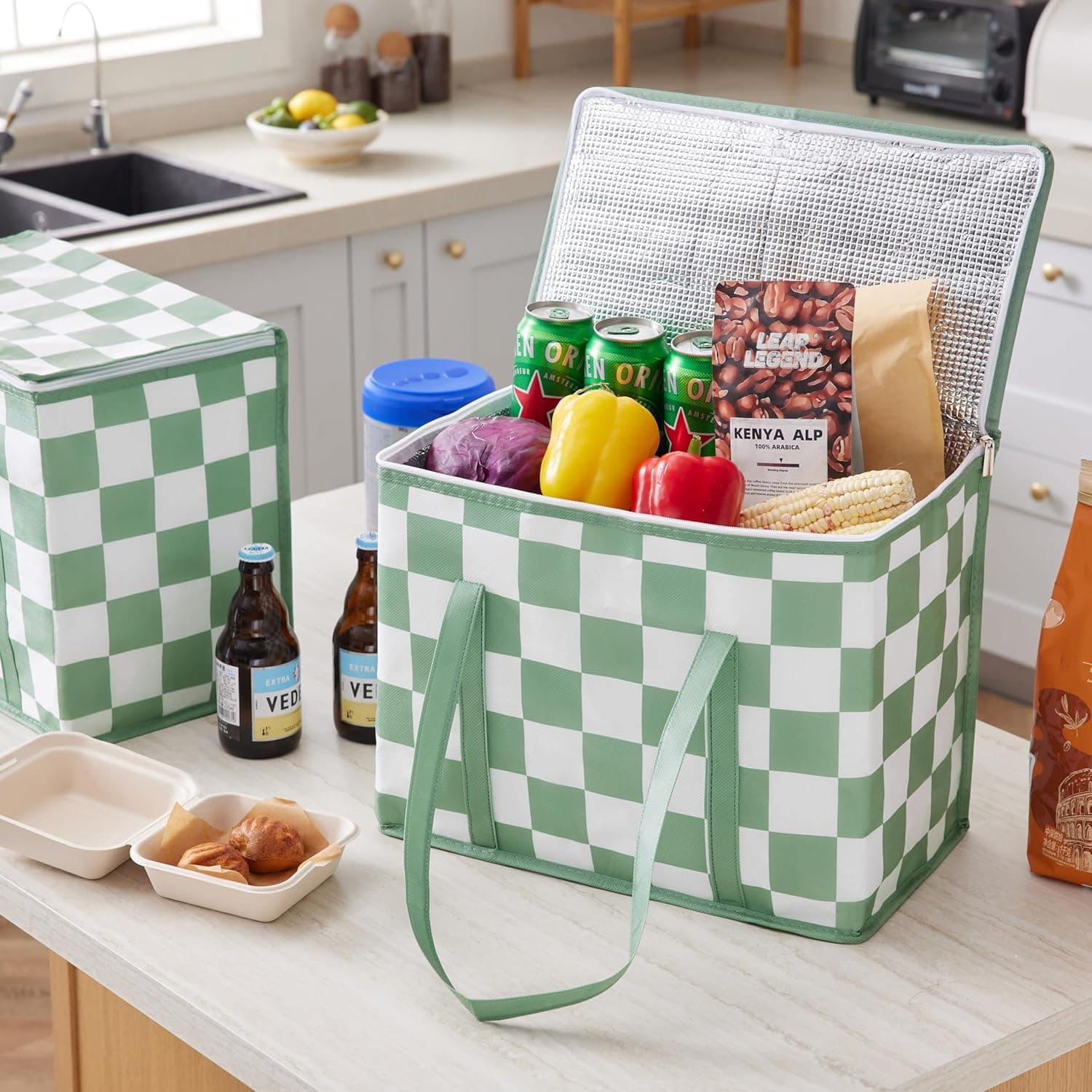 Ohocut Insulated Checkerboard Grocery Bags – 2 Pack - image 2