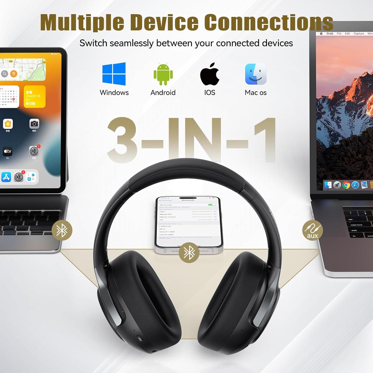 TECKNET Hybrid Active Noise Cancelling Headphones - Black - image 2