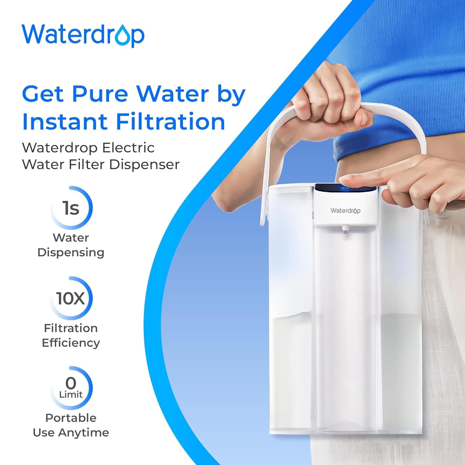 Waterdrop Electric Water Filter Pitcher - 15-Cup Instant Dispenser - image 2