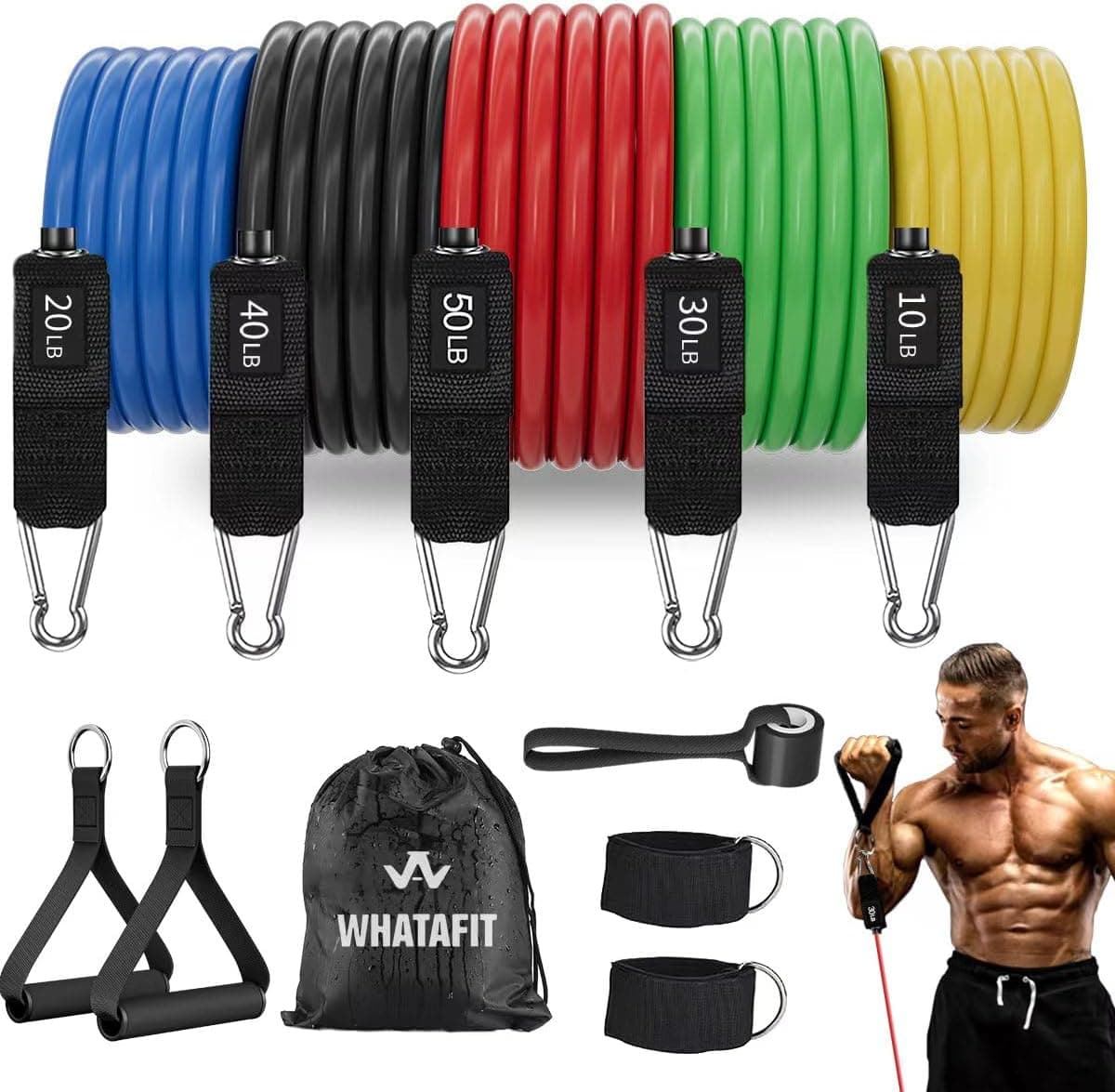 WHATAFIT Adjustable Resistance Bands for Home Workouts