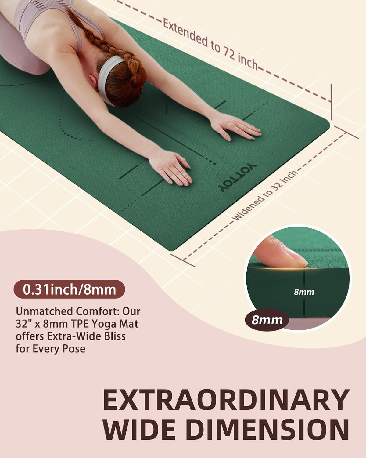 YOTTOY Extra Wide Non-Slip Yoga Mat with Carry Bag - image 2