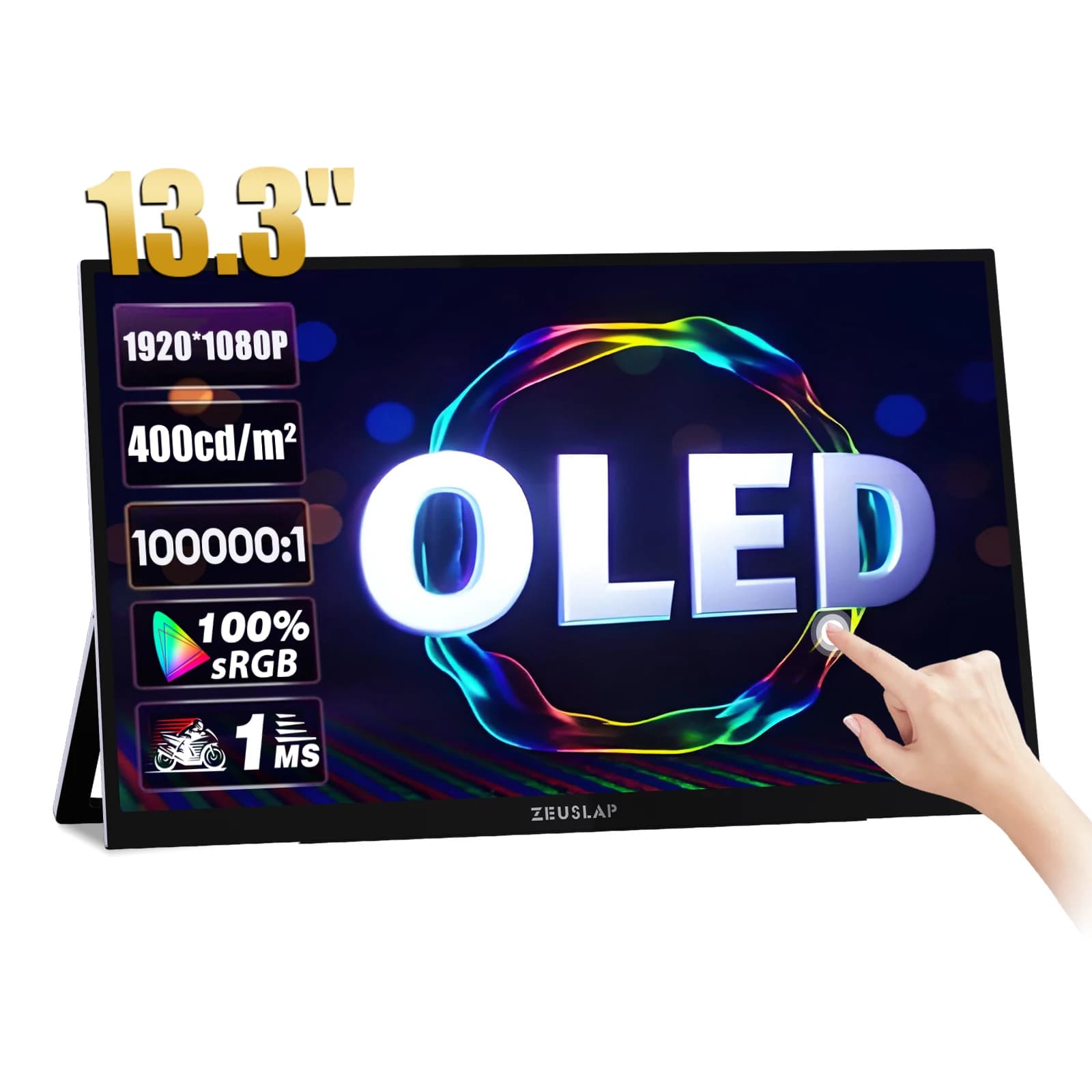 ZEUSLAP 13.3inch OLED Touch Portable Monitor