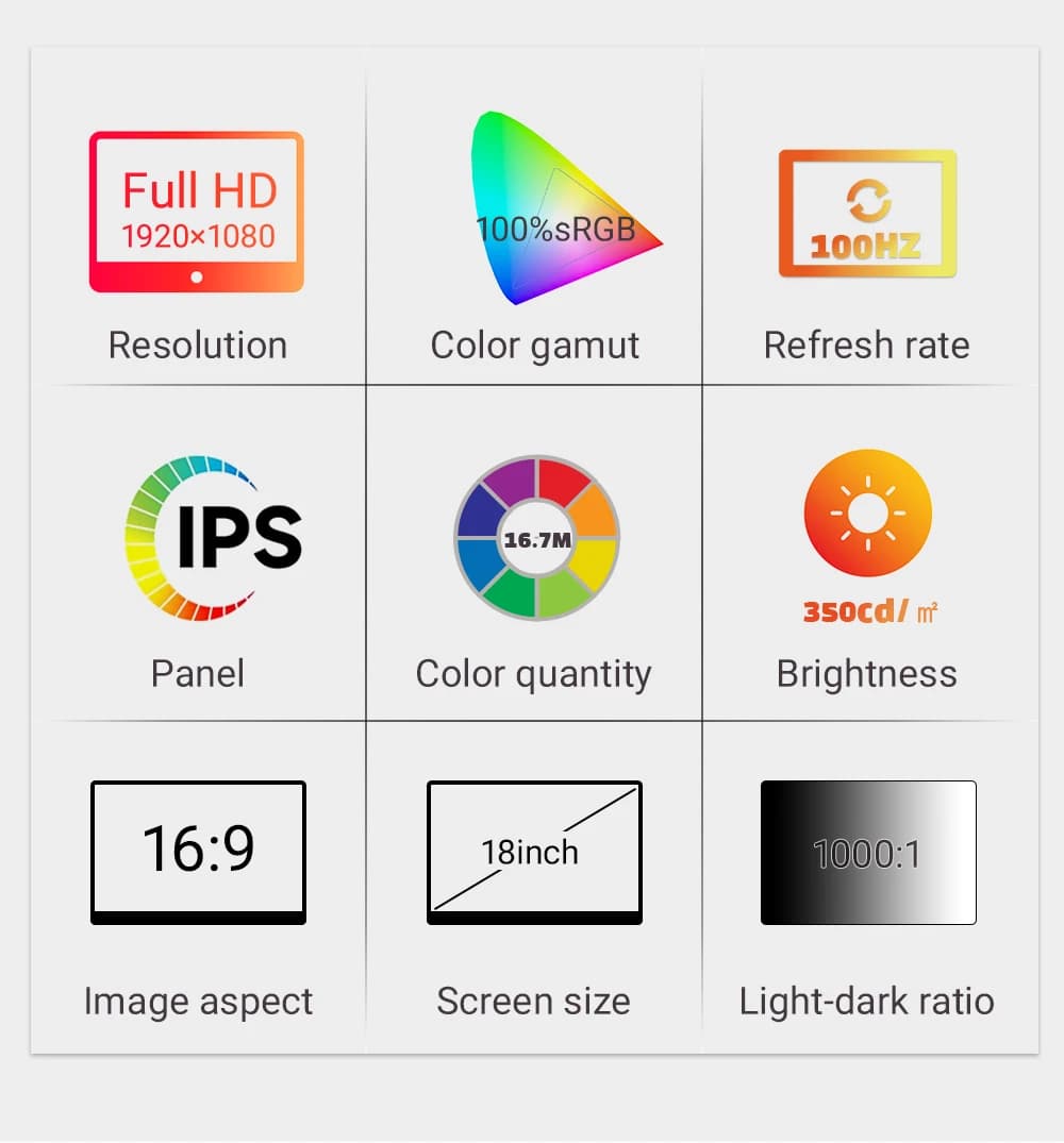 ZSUS 18-Inch Portable Monitor - 1080P HDR Display - image 2